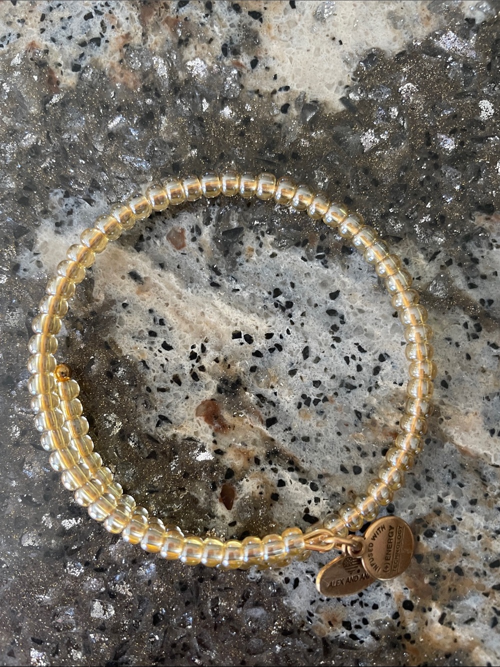 Alex and Ani Gold and Clear Beaded Coil Bracelet